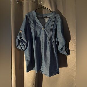 3/4 sleeve jean shirt